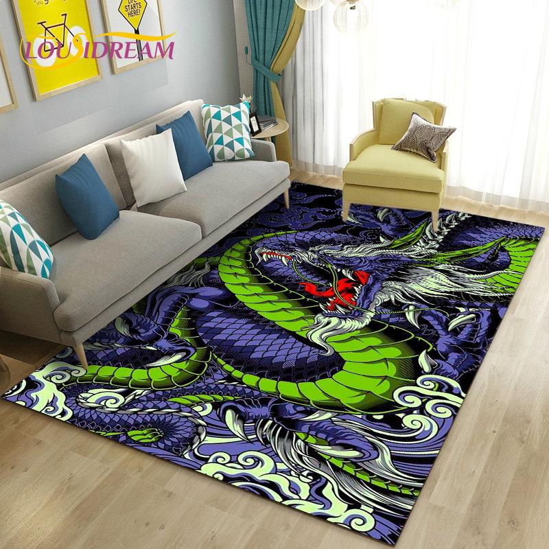 3D Cartoon Dragon Area Rug Large,Carpet Rug for Living Room Bedroom Sofa Doormat Kitchen Decoration,kid Play Non-slip Floor Mat