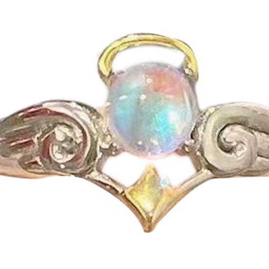 Кольцо для пары, регулируемое открытие для мужчин и женщин, блестящее кольцо на палец из искусственного лунного камня для свадьбы