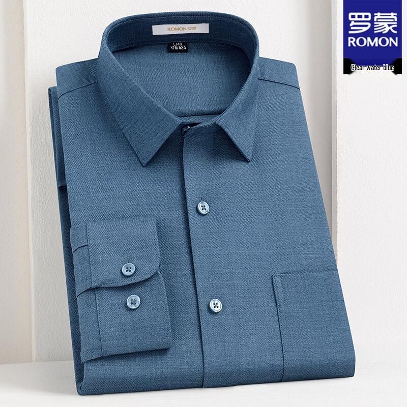 ROMON Мужская рубашка с длинным рукавом из смесовой шерсти в стиле business casual