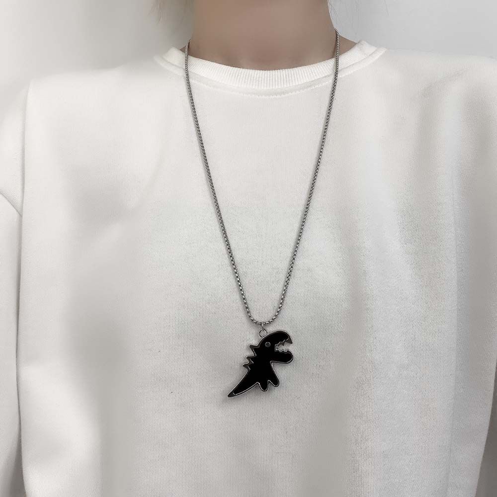 Dinosaur Black White Chokers Korean Style Dinosaur Necklace Couple Necklaces Clavicle Chains