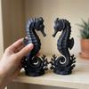 2PCS Minimalist Coral Base Seahorse Statue Double Seahorse Seahorse Table Decor  Gift Giving