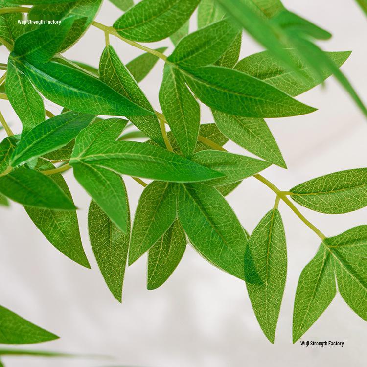 Artificial Nandina Domestica Potted Plant for Home Decoration - Green Ornamental Bonsai for Living Room or Sofa Side Decor.