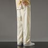 Осенне-весенние мужские брюки с эластичной талией, однотонные, с карманами, свободные, большого размера, прямые, широкие штанины
