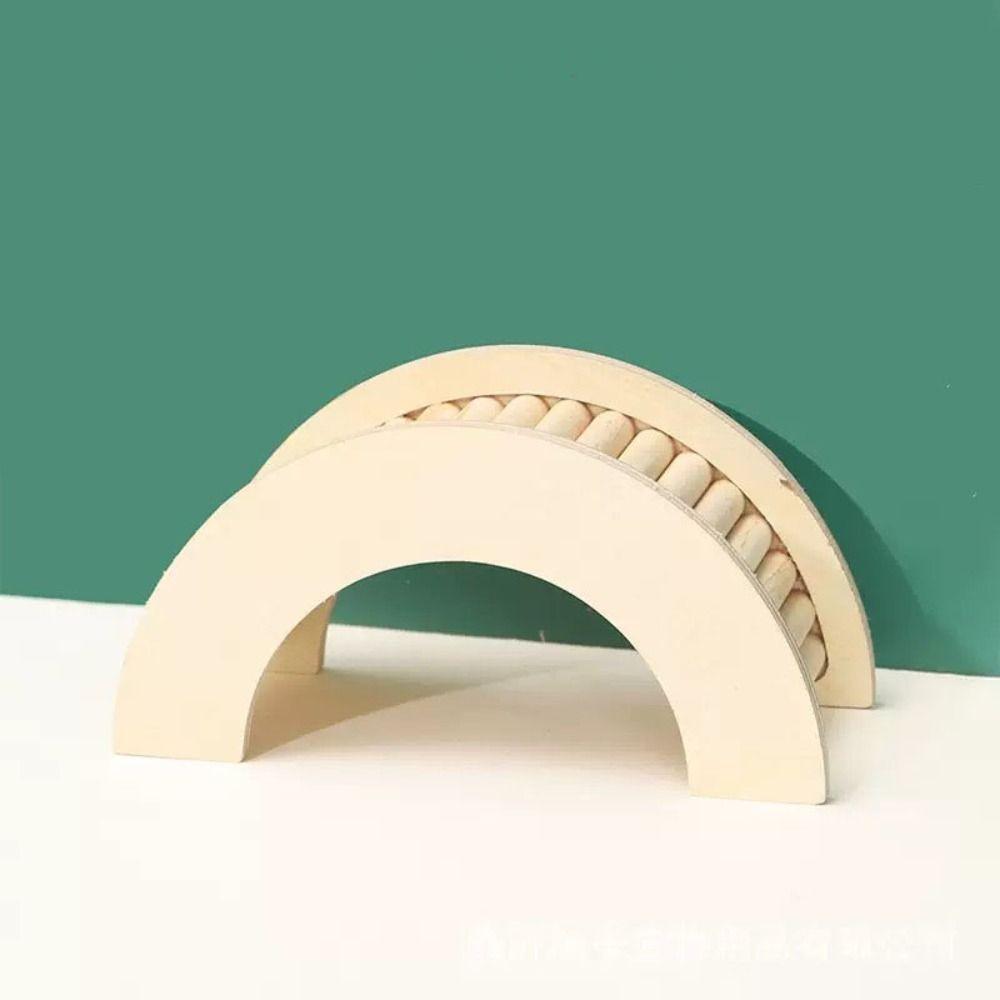 Decorative Wooden Hamster Ladder Wood Animals Cage Ladder Hamster Suspension Bridge Wave Shape Hamster Toy Staircase for Cage