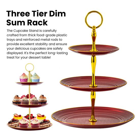 3-х уровневая подставка для кексов, чашка с золотыми краями, чашка для торта, десертная башня, пластиковый многоуровневый поднос, металлический стержень, украшение для детского душа, свадьбы, дня рождения