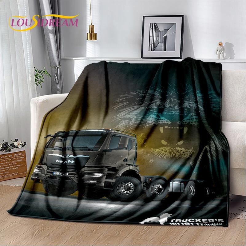 HD Man Truck Lorry 3D Печать Мягкие фланелевые одеяла, Плед Удобное одеяло для пикника Кровати Диваны Дома Спальня Подарки