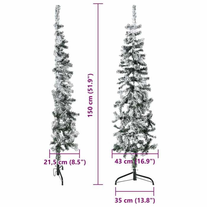 VidaXL Demi Sapin de Noël Artificiel Mince avec Neige Floquée Arbre de Noël Décoration de Vacances Ornement de Noël 344605