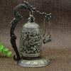Hand-Carved Antique Bronze Dragon Bell Good Luck Charm Vintage Desk Ornament for Home Office Decor