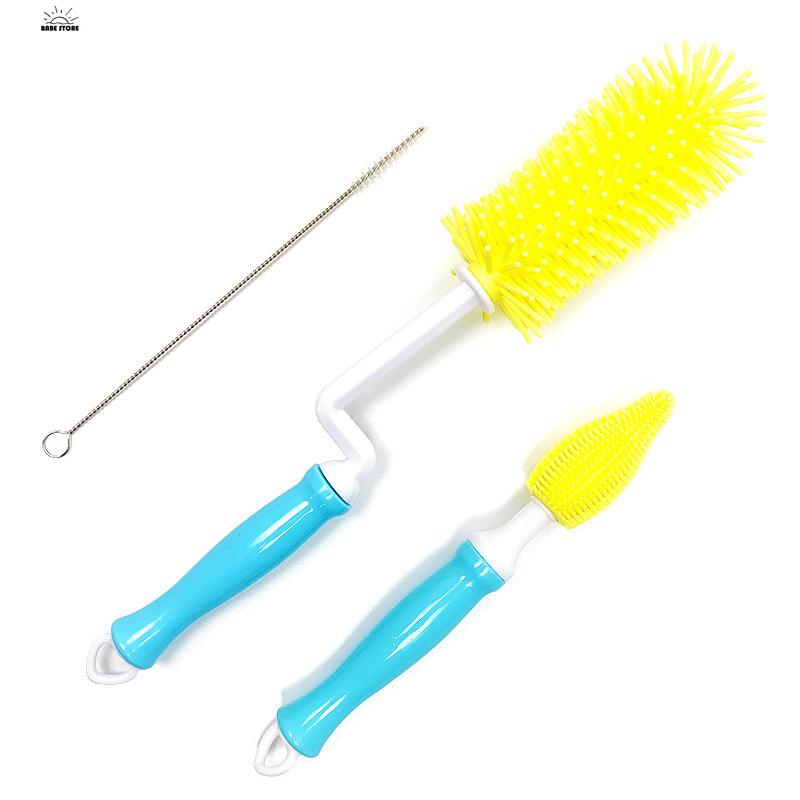 Silicone Bottle Cleaning Brush Baby Pacifier Straw Scrubber Small Brush 360 Degree Glass Cup Washing Kitchen Cleaning Tool Set