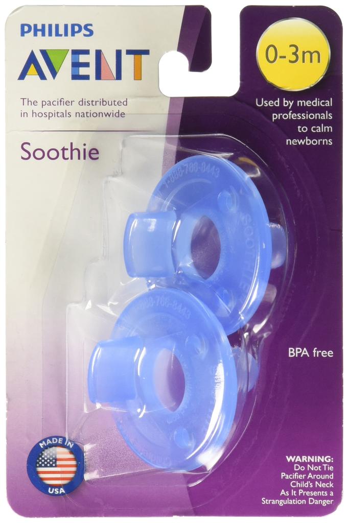 Philips 2 Pack AVENT Soothie Months Pacifier, Blue, 0-3