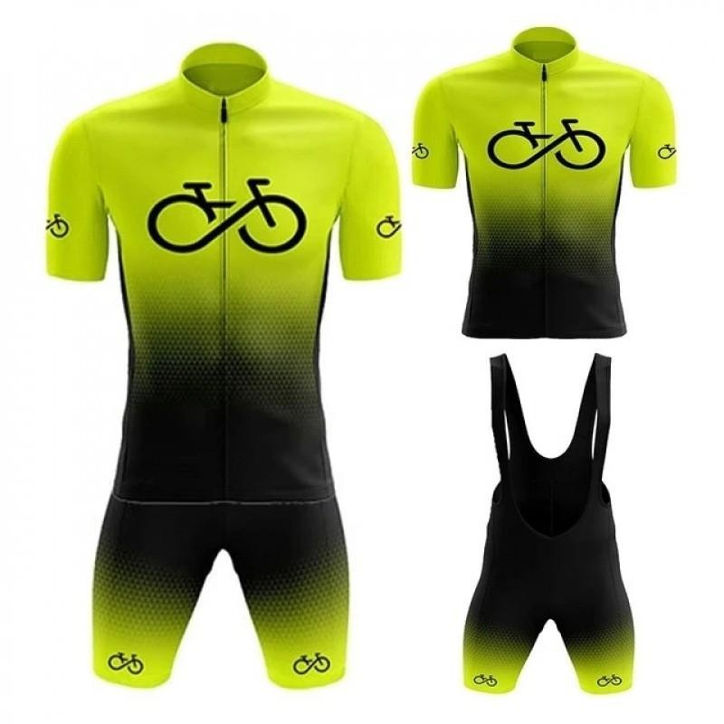 Mens Quick-Dry Cycling Jersey Bib Shorts Set Mountain Road Bike Riding Sportswear