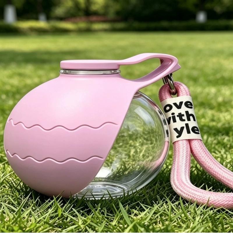 Foldable Spherical Pet Water Cup with Hook Portable PET Plastic Reusable Dog Travel Drinking Water Dispenser