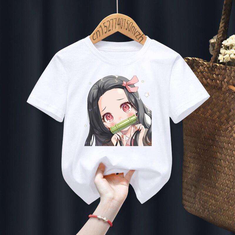 Nezuko Kamado Kimetsu No Yaiba 3D Print Детские футболки Детская одежда для малышей Черная кавайная одежда Футболки для мальчиков и девочек