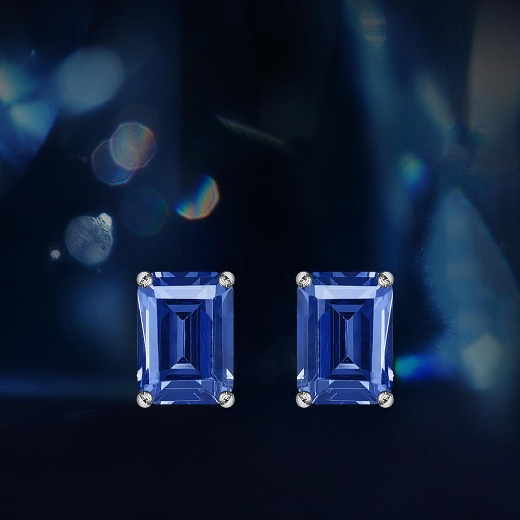 Tanzanite Stud Earrings Jewelry Womens Silver Rectangle Earrings