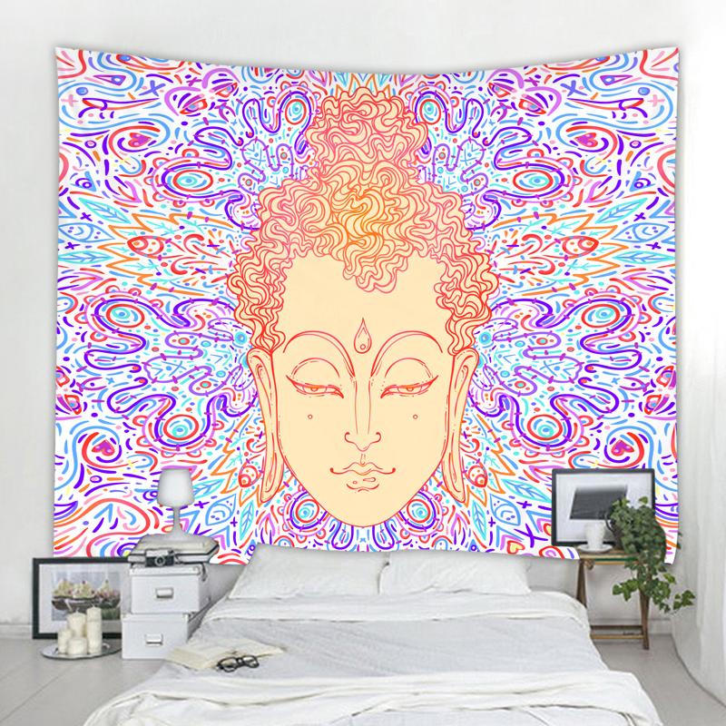 Статуя Будды, медитация, 7 чакр, гобелен, настенный психоделический кристалл, фон неба, ковер для йоги, декор в стиле бохо