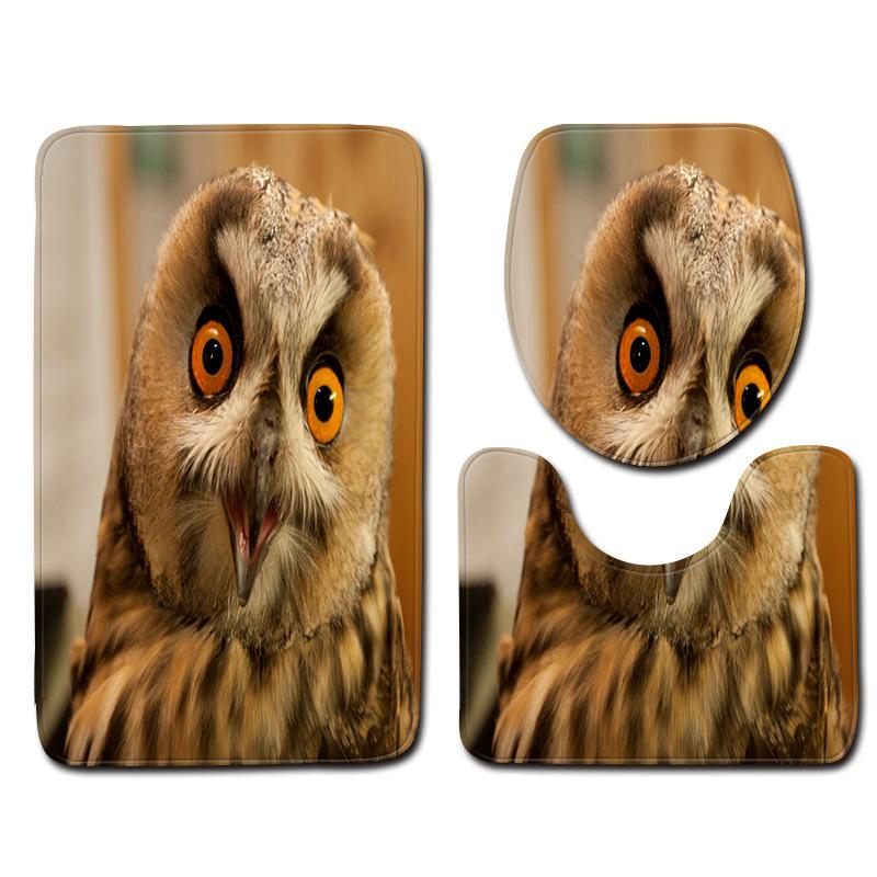 3D Bird Bathroom Toilet Three-Piece Floor Mat Doormat Bathroom Carpet
