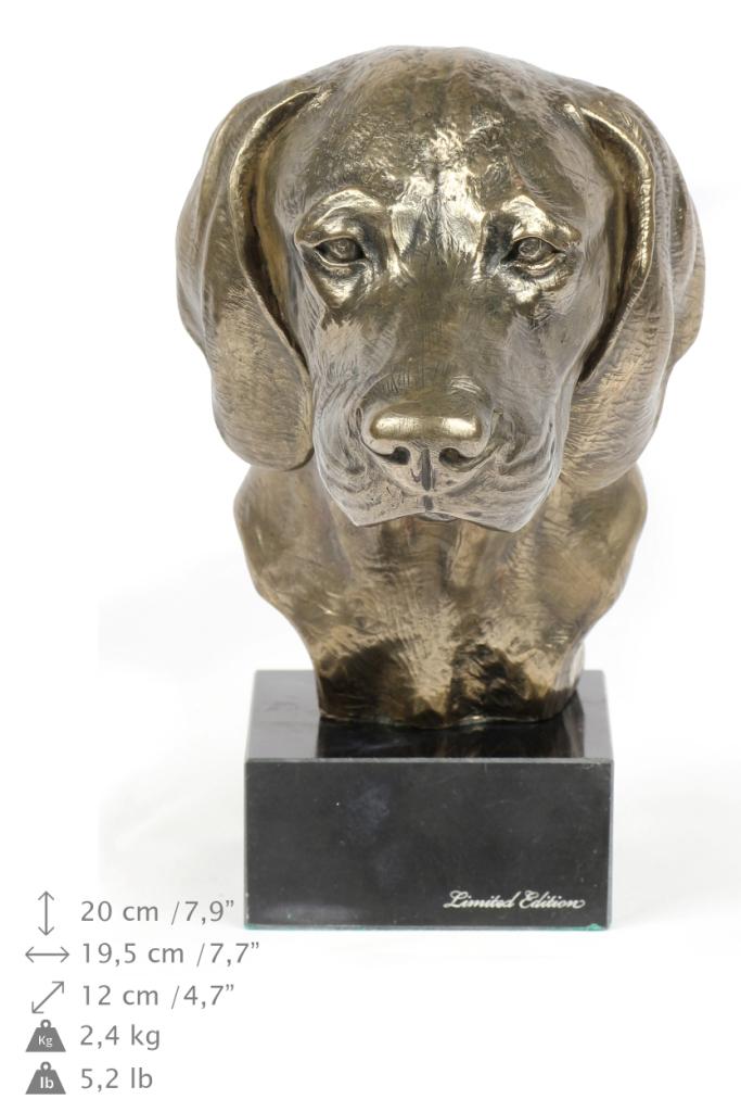 Weimaraner, Grey Ghost - Dog statue, bust on stone base, sculpture, trophy for dog show by Art-Dog brand