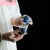 2 шт./комплект Ручная роспись Синяя керамическая чайная чашка Креативная чашка мастера с орхидеей Маленькая пиала для чая пуэр Персональный ча Чайный набор Кунг-фу 35 мл