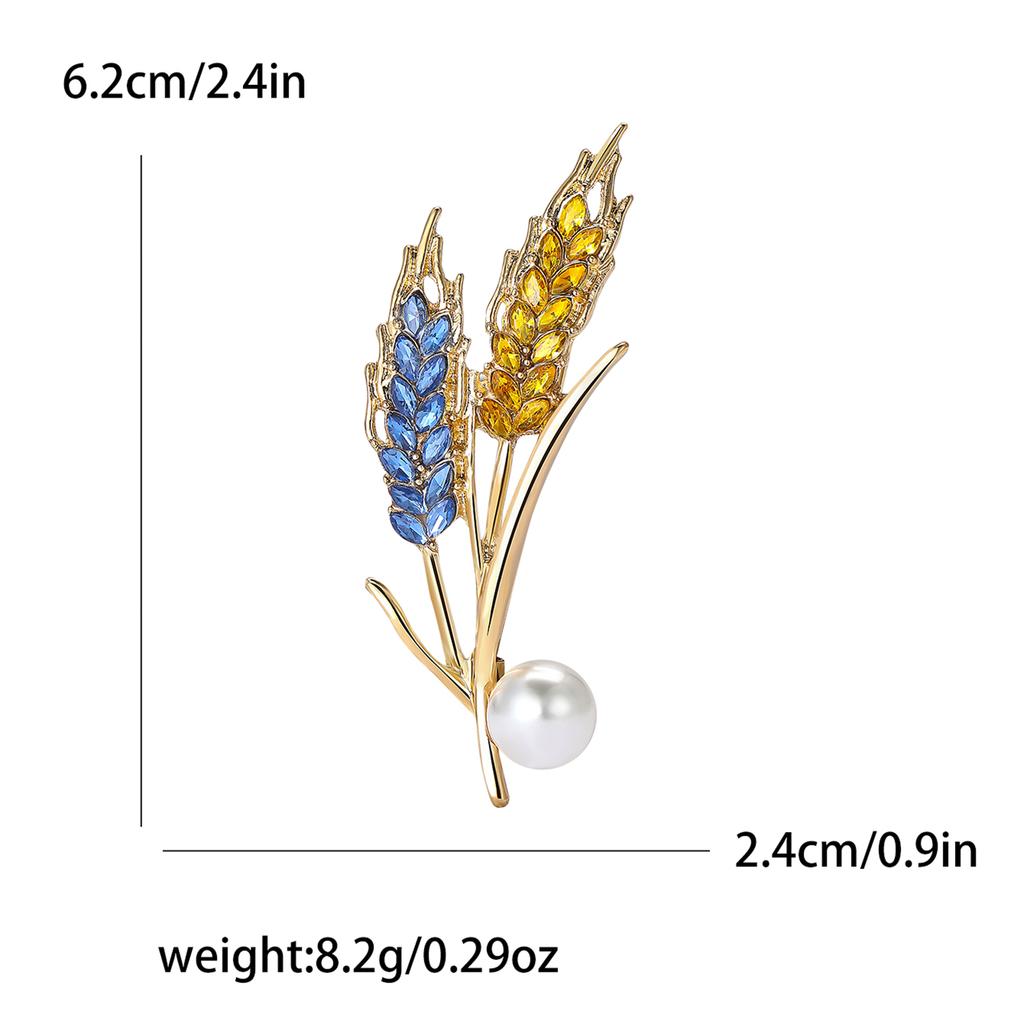 Trendy Rhinestone Wheat Ear Brooches for Women Ukrainian Wheats Pins Enamel Plant Badges Office Party Friend Gifts Accessories