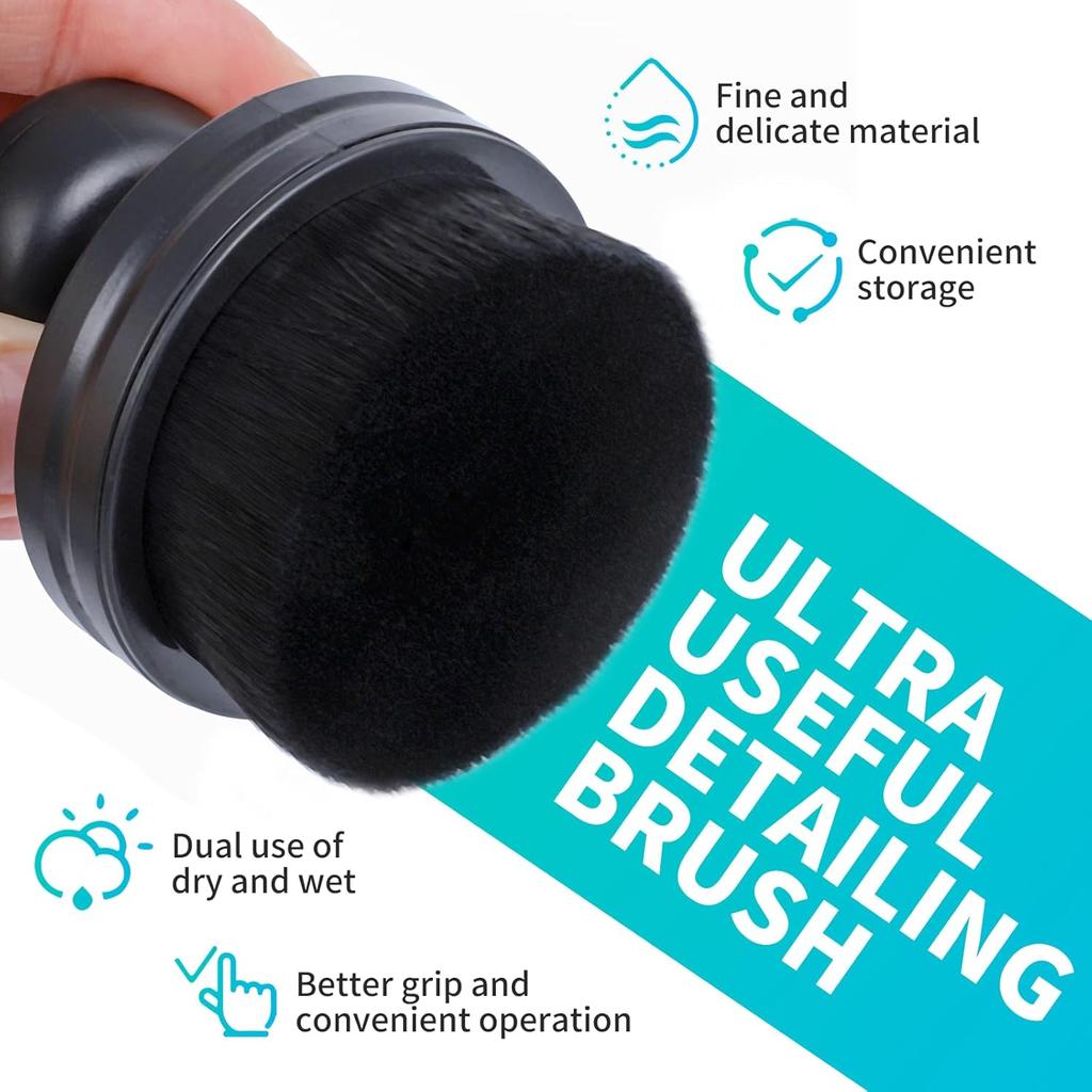 Кисть для блеска шин IPELY, Кисть для нанесения чернителя шин с базой для хранения, Кисть-аппликатор для блеска шин с щетиной высокой плотности для автодетейлинга