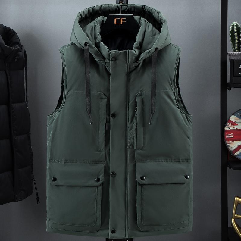 Плюс размер L-7XL зимняя мужская куртка без рукавов с капюшоном повседневный толстый теплый жилет для верхней одежды