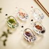 Cute Japanese Crystal Glass Cat Seasoning Dipping Plate Multi Functional Soy Sauce Plate Chopstick Rack Seasoning Plate