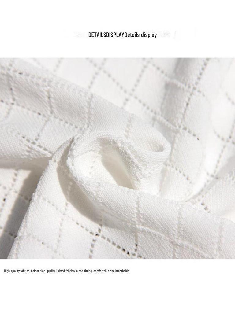 Мужской топ Ice Silk с V-образным вырезом и полым вырезом: Крутой, тонкий, большого размера, вязаный свитер с короткими рукавами