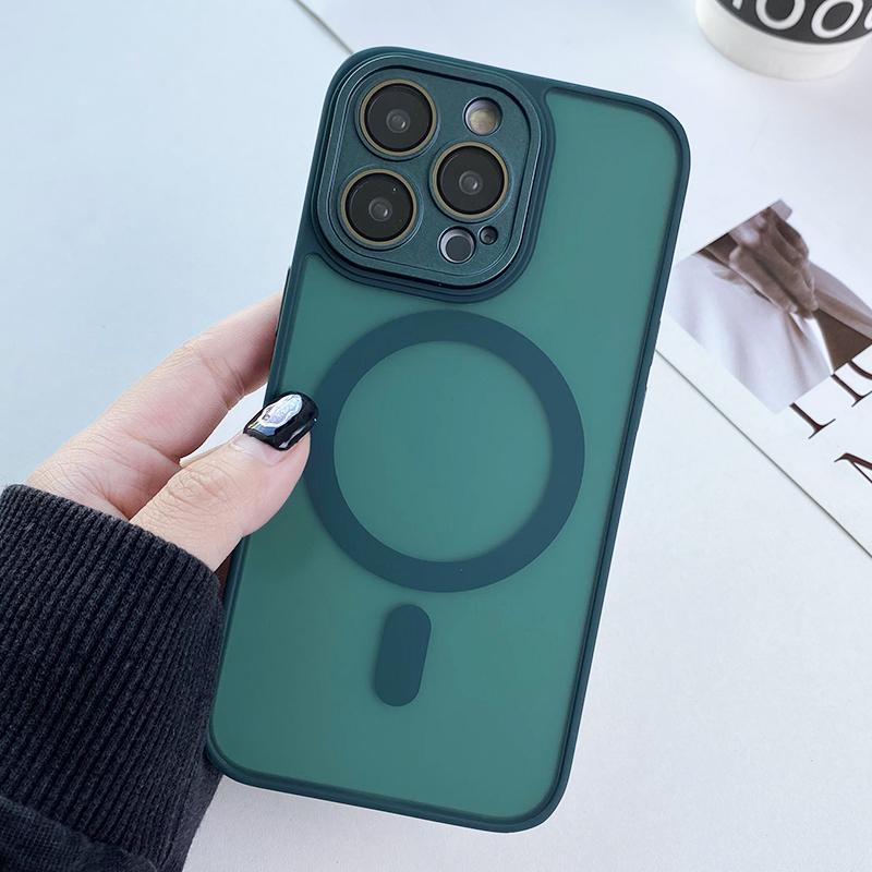 Матовый Защитный Магнитный Чехол Magsafe Полупрозрачный Для iPhone 11 12 13 14 Plus 15 16 Pro Max Беспроводная Зарядка Защита Камеры