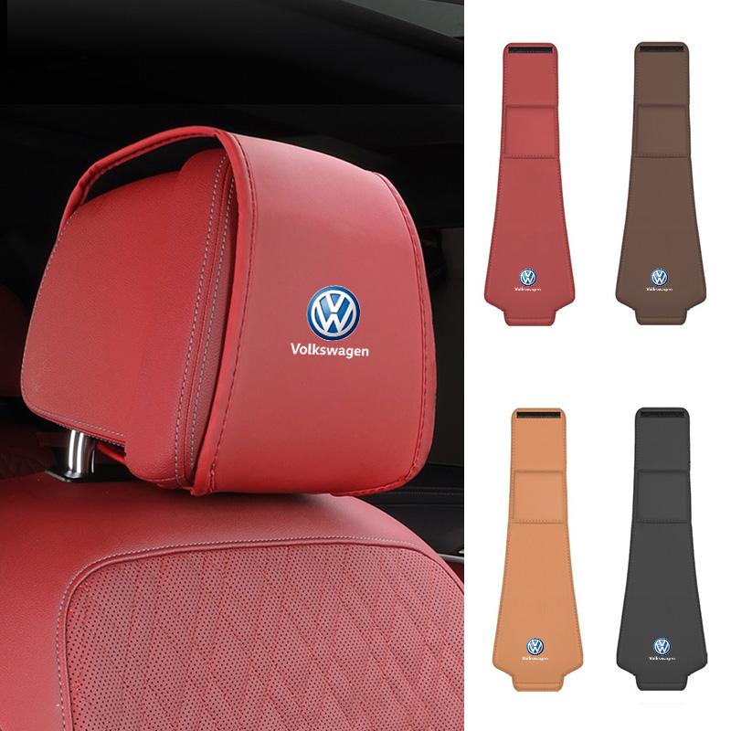 Leather Car Seat Headrest Protective Cover Accessories For Volkswagen VW Polo Golf Tiguan Passat Touareg Magotan ID.3 Touran GTI zw9