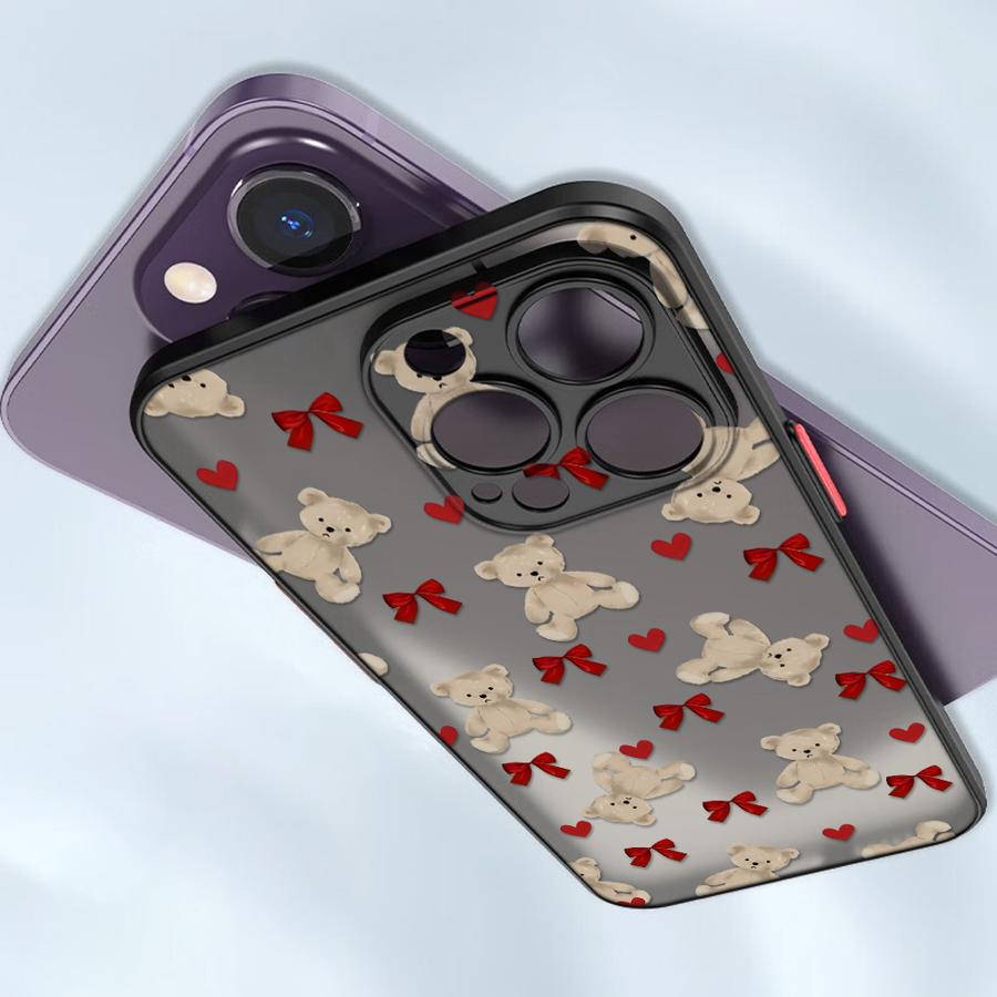 Милый Чехол-Медведь с Бантом для iPhone 17 Pro Max XS XR 7 8 SE 13 Mini 15 Air 16 Plus 12 11 14 Чехол Задняя Крышка Телефона