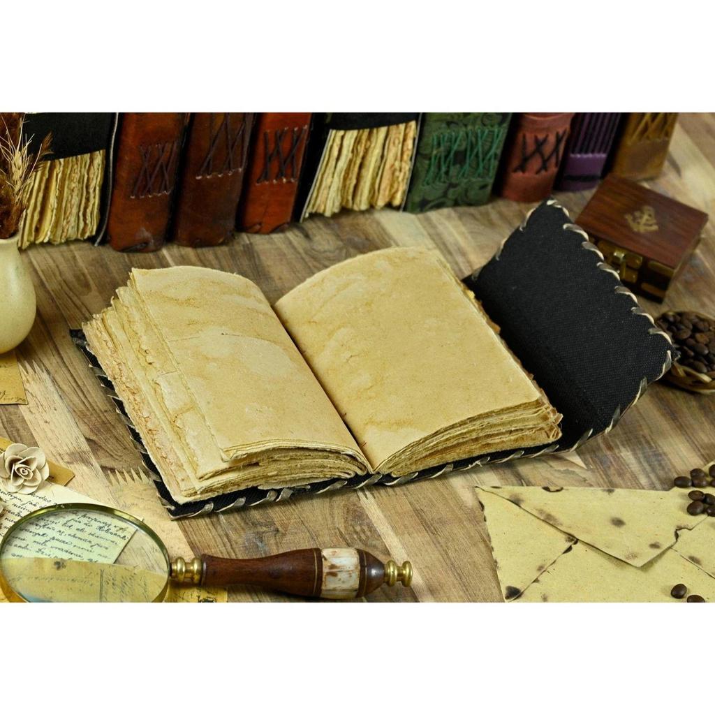 Большой винтажный гримуар с лисой, толстый журнал, пустая книга заклинаний, кожаный журнал ручной работы