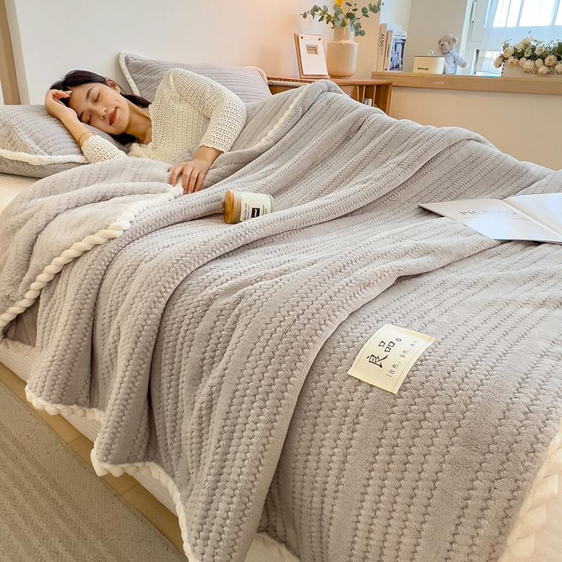 Category A Thicken Jacquard Velvet  Warm  Autumn Winter Blankets Soft Skin-friendly Warmth Sofa Blanket Warmth Comfortable Duvet