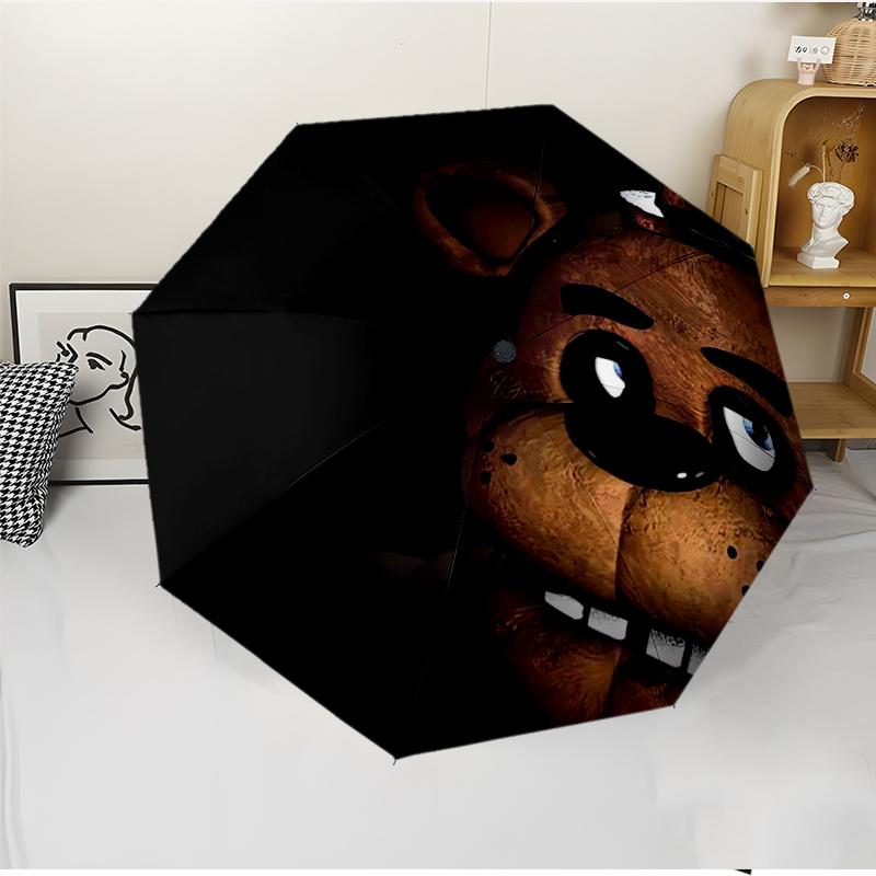 Freddy Bear Fashionable Automatic Opening/Closing Folding Umbrella. Portable and Foldable, Ideal for Gift, Travel, and Daily Use.
