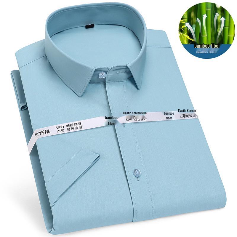 Golden Shield Men's Short Sleeve Bamboo Fiber Non-Iron Business Shirt