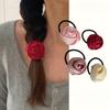 French Stain Rose Flower Elastic Hairbands Women Girls Hair Ropes Ties Flower Hair Scrunchies Ponytail Holder Hair Accessories