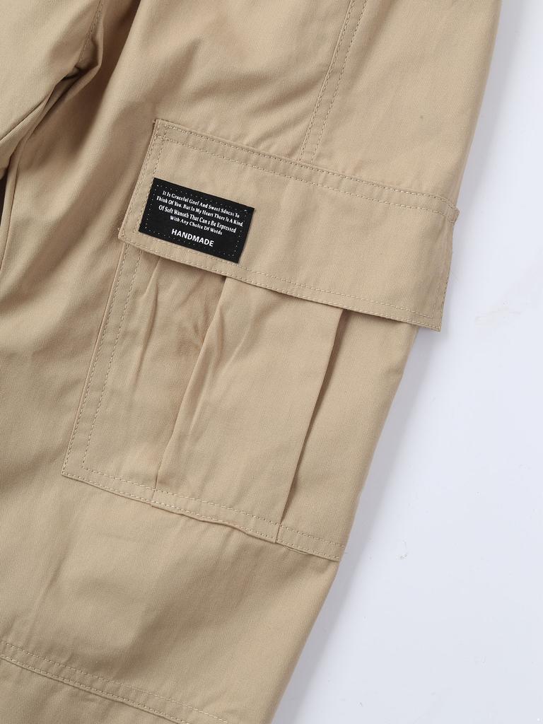 Повседневные длинные брюки для девочек, детские брюки-карго с эластичным поясом и завязками, с несколькими карманами