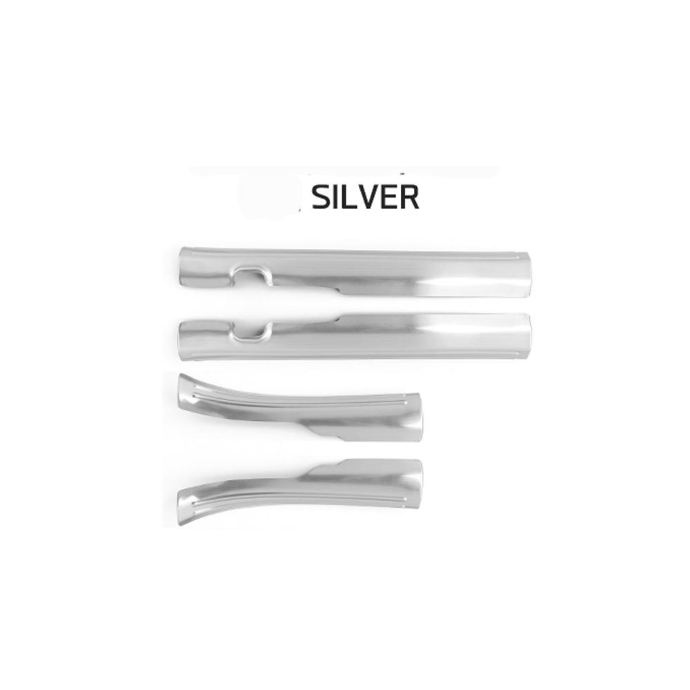 Car Interior and Exterior Door Sill Protectors Front and Rear Sill Guards Step Trim Strips Stainless Steel for Hyundai KONA SX2