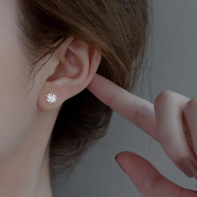 Серьги-гвоздики в форме одуванчика из стерлингового серебра S925, которые ухаживают за ушами, серьги для сна, которые не нужно снимать, миниатюрные серьги