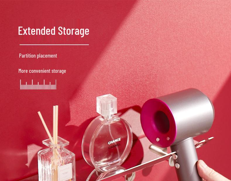 Punch-Free 304 Stainless Steel Hair Dryer Holder: Universal Wall-Mounted Rack for Hotel Bathrooms.