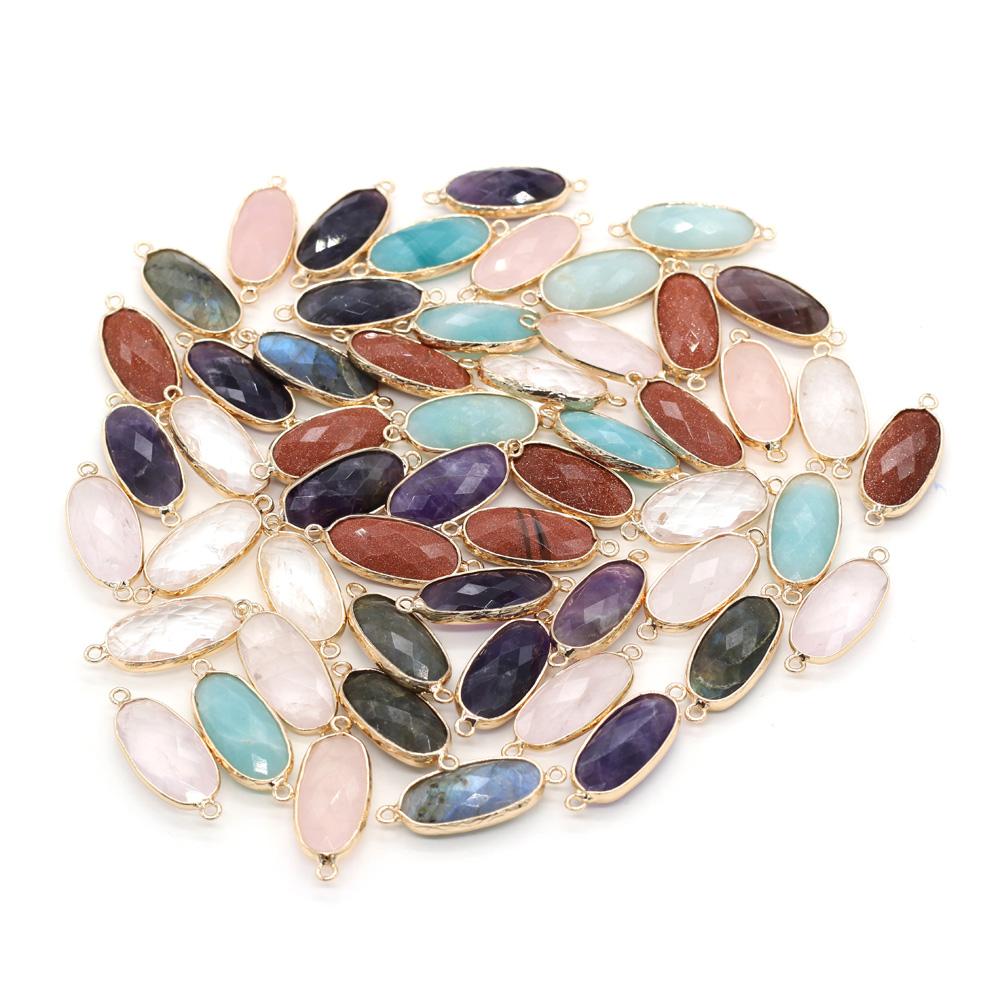 1/5 шт., овальный соединитель с подвеской из кристалла Рейки для исцеления, энергетический натуральный камень аметист, драгоценный камень, соединитель для изготовления ювелирных изделий, ожерелья, браслета своими руками