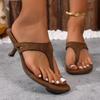 Модные женские босоножки на среднем каблуке, повседневные шлепанцы, модная замшевая обувь, новые летние тапочки 2025 года, дизайнерские туфли с перемычкой между пальцами, туфли-лодочки с ремешком на пятке, сандалии
