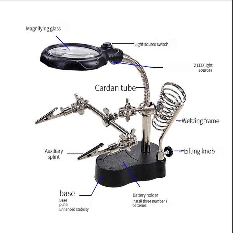 Подставка для утюга с увеличительным стеклом для сварки, зажим-зажим, третья рука, настольная лупа, инструмент для ремонта пайки