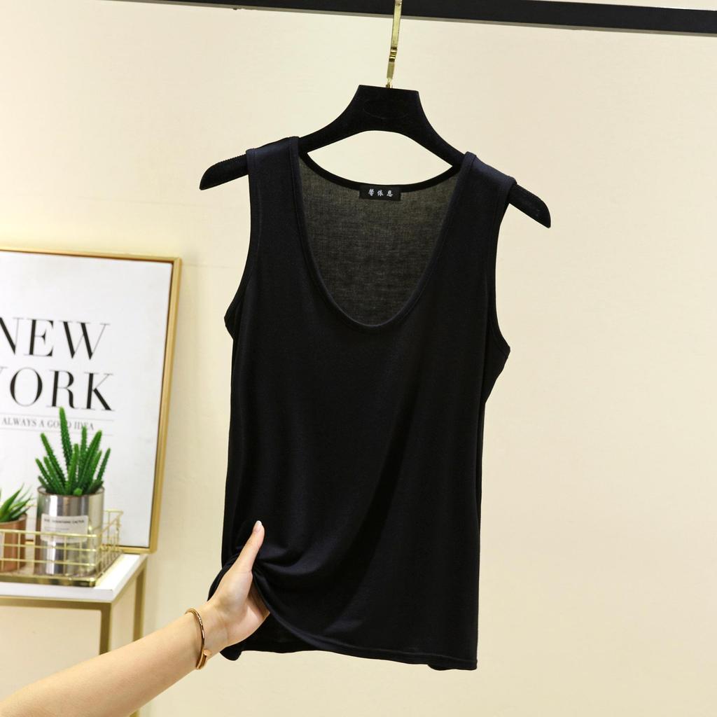 6XL Свободный жилет с овальным вырезом, эластичный, летний, из модала, модный, универсальный, большого размера, базовая рубашка, нижняя часть с изогнутым краем, женский топ