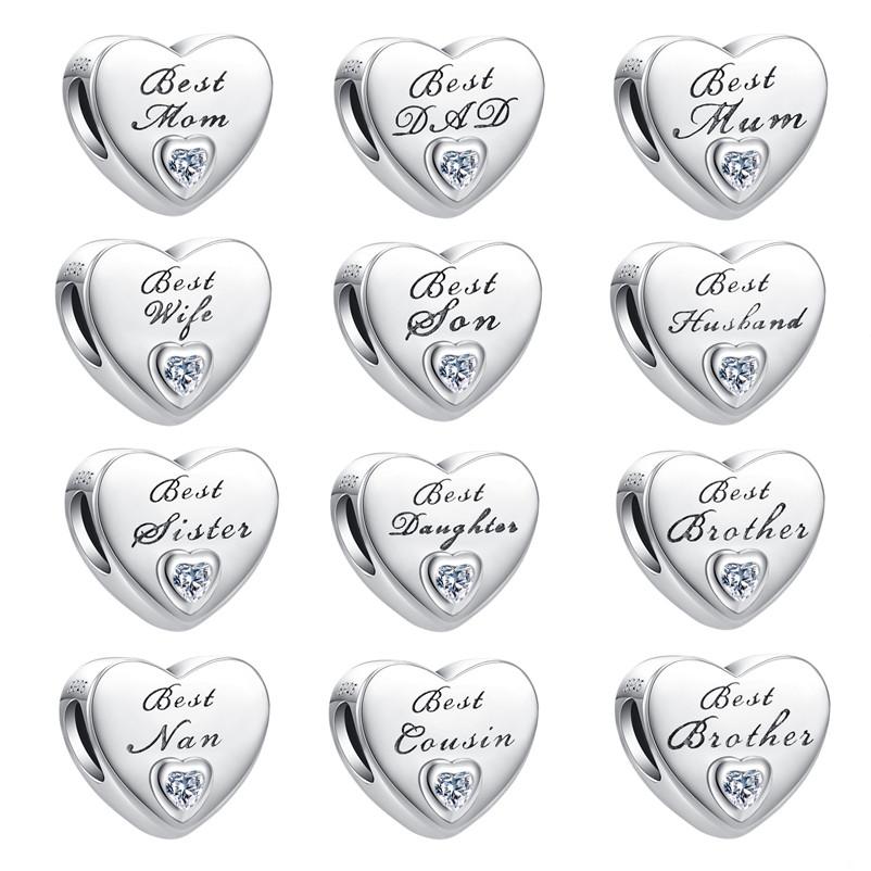 Новинка, лучший браслет для мамы, папы, дочки, сына, жены, брата, сердца, подвеска из бисера, подходит для оригинального модного браслета, ювелирные изделия своими руками, женские украшения