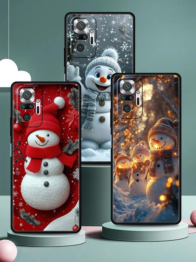 Чехол для телефона Рождественский снеговик для Redmi 14C 10C Note 15 14 13 12 10 11 K40 Pro Plus 5G Ударопрочный Мягкий ТПУ Корпус Funda Сумка
