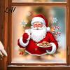 Durable PVC Festive Decals Christmas Santa Claus Window Clings Reusable Static Holding Milk And Cookies Holiday Glass Decals Winter Sticker