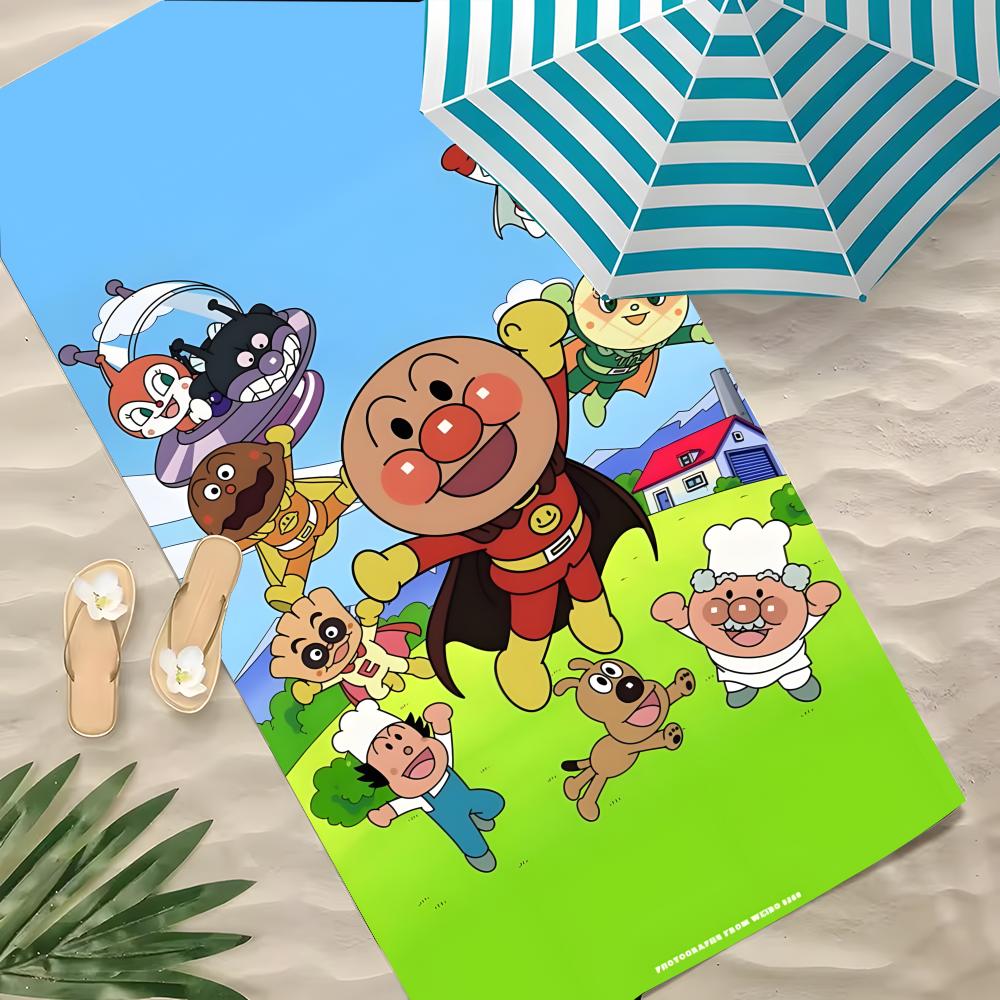 Мультяшное полотенце A-ANPANMAN из полиэстера, пляжное полотенце, быстросохнущее, не оставляющее песка, банное полотенце для лета, бассейна, путешествий, отпуска