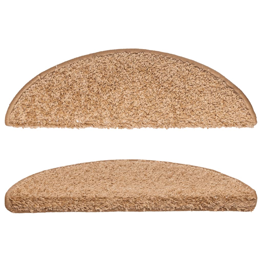 Stair Treads 10 pcs 56 x 17 x 3 cm Beige Semi circular