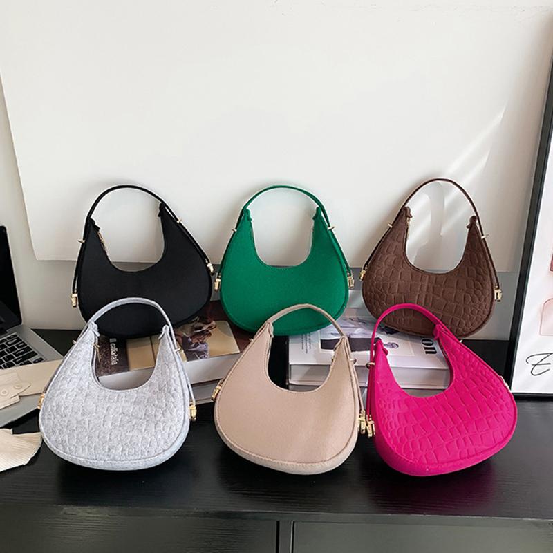 New Fashion Women Bag Retro Felt Impressed Crocodile Underarm Bag Women Shoulder Bag