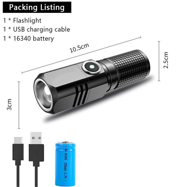 Powerful Led Flashlight XHP50 4 Core Battery Shot Long-cut Smart Type-c Rechargeable Flash Light EDC Torch Lamp For Camping